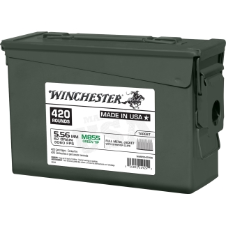 Winchester M855 Green Tips with Stripper Clips Ammo Can
