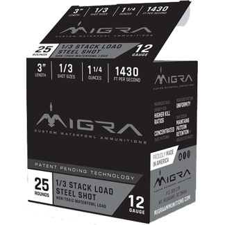 Migra Staxd Shotgun Ammo 12 ga. 3 in. 1.25 oz. 1-3 Shot 25 rd.