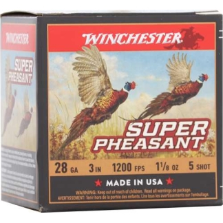 WINCHESTER 28 GA 1-1/8" #5 SUPER PHEASANT HV HB 1-1/8 OZ 25 RD/BX 10 BX/CS