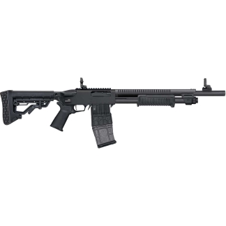 MOSSBERG 590RM TACTICAL MAG FED 12G SHOTGUN 18.5" 5 POSTION STOCK, MAGPUL FOLDING SIGHTS, 10+1