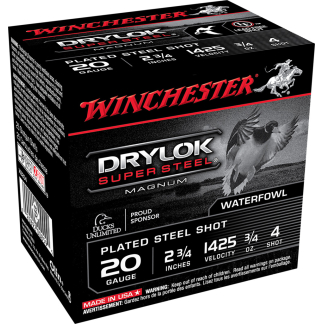 Winchester Drylok Magnum Plated Load 20 ga. 2.75 in. 3/4 oz. 4 Shot 25 rd.