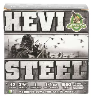 HEVI-SHOT HEVI-STEEL 12GA 3-1/2IN 1-3/8OZ #1 25 RD/BX 10 BX/CS