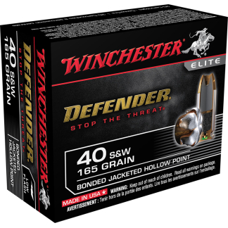 Winchester Defender Pistol Ammo 40 S&W 165 gr. Bonded Jacket HP 20 rd.