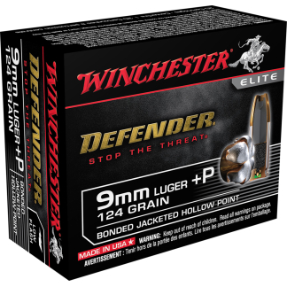 Winchester Defender Pistol Ammo 9mm Luger 124 gr. Bonded Jacket HP 20 rd.