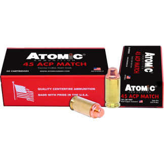 ATOMIC 45 ACP MATCH 185GR LEAD - SWC COPPER PLATED 50RD 10BX/CS
