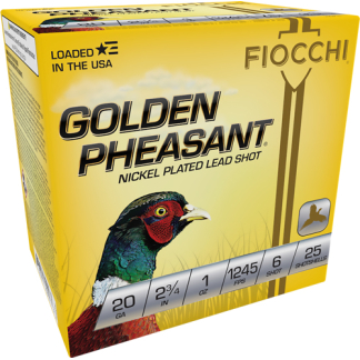 FIOCCHI GOLDEN PHEASANT 20GA - 2.75" 1OZ #6 25RD 10BX/CS