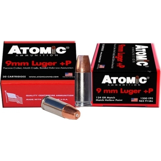 ATOMIC 9MM LUGER +P 124GR JHP - 20RD 10BX/CS