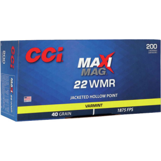 CCI MAXI-MAG 22WMR 40GR JHP - 1875FPS 200RD 10BX/CS