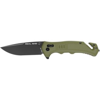 REAL AVID RAV-4 KNIFE ASSISTED - FOLDING 3.25" BLD GREEN NYLON