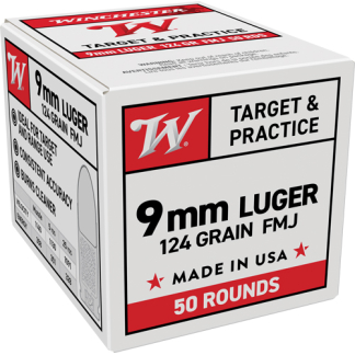 WINCHESTER USA 9MM LUGER - 124GR FMJ 50RD 20BX/CS