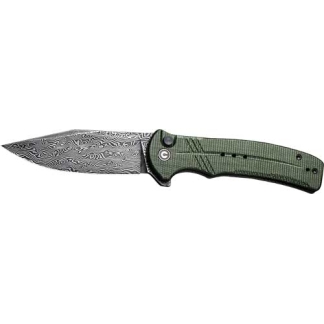 CIVIVI KNIFE COGENT 3.47" - GREEN MICARTA/DAMASCUS BTTNLK
