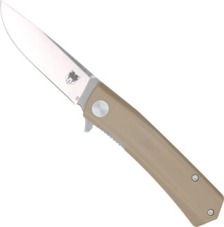 COBRATEC SERPENT FOLDER 3" - SS/TAN D2 BLADE G-10 SCALES