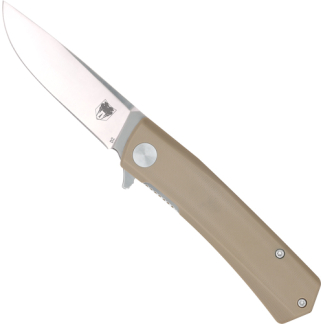 COBRATEC SERPENT FOLDER 3" - SS/TAN D2 BLADE G-10 SCALES