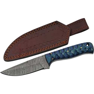 SZCO RITE EDGE 4" BLUE TWISTED - WOOD HUNTER DAMASCUS W/SHTH