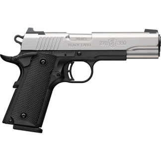 BROWNING 1911-380 STAINLESS - 380ACP 4.25"FS 8RD BLK/SS
