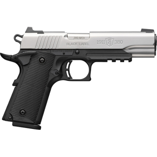 BROWNING 1911-380 SS 380ACP - 4.25"FS 8RD BLK/SS W/RAIL