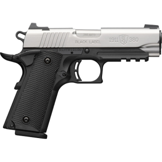 BROWNING 1911-380 SS 380ACP - 3.58"COMP 8RD BLK/SS W/RAIL
