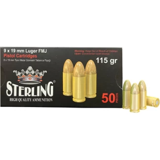 STERLING 9MM 115GR FMJ BRASS 50/1000