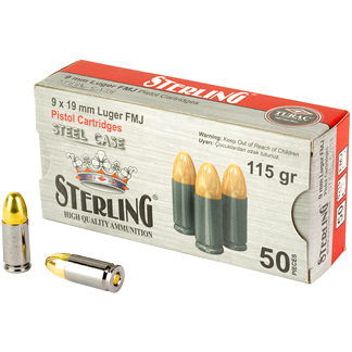 STERLING 9MM 115GR FMJ STEEL 50/1500