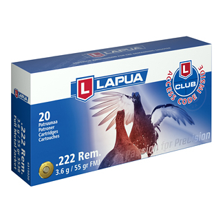 LAPUA 222 REM 55GR FMJ 20/600