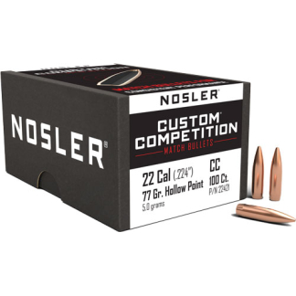 NOSLER BULLETS 22 CAL .224 - 77GR HP-BT CUSTOM COMP. 100CT