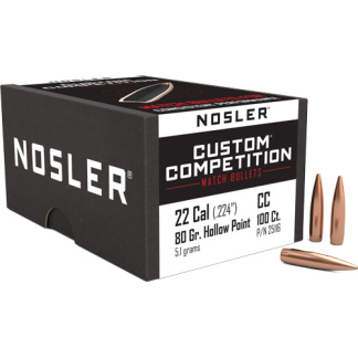 NOSLER BULLETS 22 CAL .224 - 80GR HP-BT CUSTOM COMP. 100CT