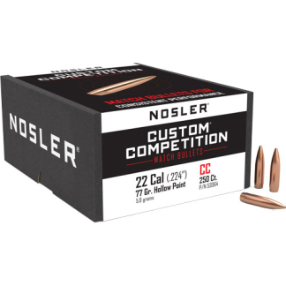 NOSLER BULLETS 22 CAL .224 - 77GR HP-BT CUSTOM COMP. 250CT