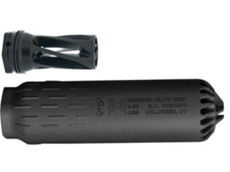 HUXWRX FLOW 762 Ti suppressor with 5/8-24 muzzle brake, Grade 5 titanium, matte black finish