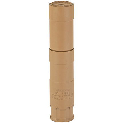NFARDIOCUFDE22_1.jpg | ATFirearms Rugged Suppressors Oculus 22 FDE suppressor, 22LR to 5.7x28mm, 3.25-5.25in, 1.06in diameter, 1/2x28