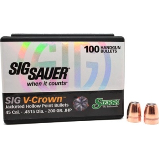 SIERRA BULLETS .45 CAL .4515 - 200GR JHP SIG V-CROWN 100CT