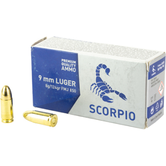 SCORPIO AMMO 9MM 124GR FMJ 50/1000