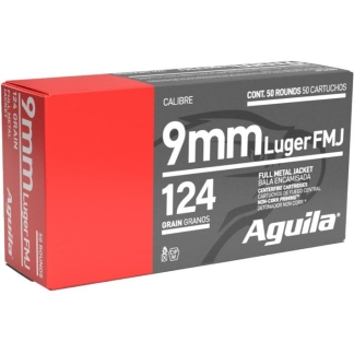 Aguila Handgun Ammunition 9mm Luger 124 gr FMJ 1115 fps 50/ct
