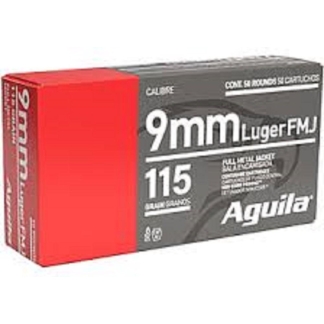 Aguila Handgun Ammunition 9mm Luger 115 gr FMJ 1150 fps 1000/ct Case