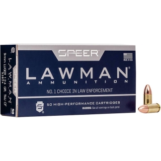 Speer Lawman Cleanfire Handgun Ammunition 9mm Luger 124gr TMJ 1090 fps 50/ct