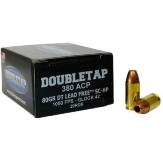 Double Tap DT Lead Free Handgun Ammunition .380 Auto 80gr SC-HP 1145 fps 20/ct
