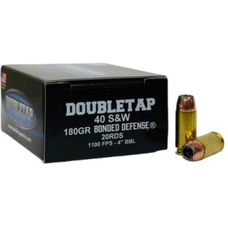 Double Tap Bonded Defense Handgun Ammunition .40 S&W 180gr JHP 1100 fps 20/ct
