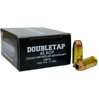 Double Tap Controlled Expansion Handgun Ammunition 45 Auto 230gr JHP 1000 fps 20/ct