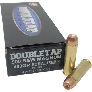 Double Tap 500 Equalizer Handgun Ammunition .500 S&W 455gr HP 1801 fps 20/ct