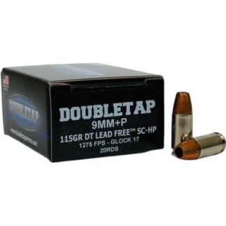 Double Tap DT Lead Free Handgun Ammunition 9mm(+P) 124gr SCHP1250 fps 20/cts