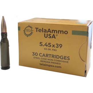Wolf TelaAmmo Rifle Ammunition 5.45x39 65gr FMJ 2959 fps 30/ct
