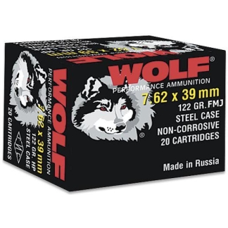 Wolf WPA Polyformance Rifle Ammunition 7.62x39mm 123 gr FMJ 2396 fps - 20/ct