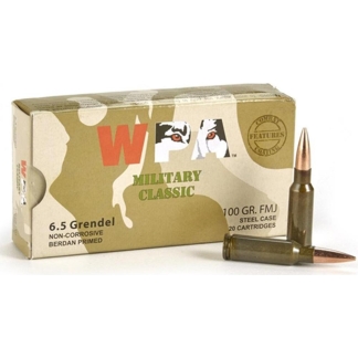 Wolf Military Classic Rifle Ammunition 6.5 Grendel 100gr FMJ 2690 fps 20/ct