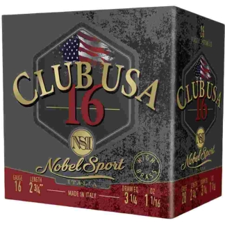 Nobel Sport Club USA 16 Shotshells 16 ga 2-3/4" 1-1/16 oz 1330 fps #6 25/ct