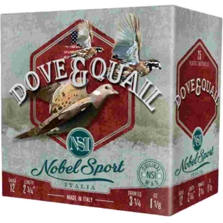 Nobel Sport Dove & Quail Shotshells 12 ga 2-3/4" 1-1/8 oz 1255 fps #8 25/ct