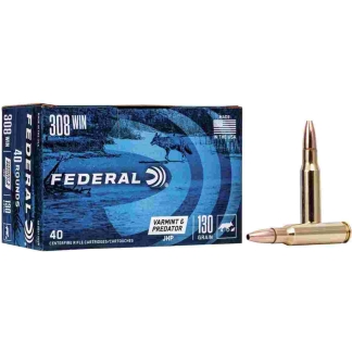 Federal American Eagle Varmint & Predator Rifle Ammunition .308 Win 130 gr JHP 3050 fps 40/ct