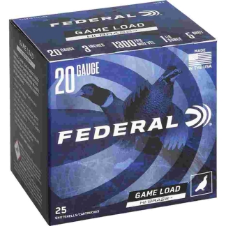 FEDERAL GAME-SHOK HI-BRASS LEAD SS 20GA 3" 3DR 1 1/4OZ 5 AMMO 25RD