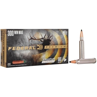 Federal Trophy Copper Rifle Ammunition .300 Win Mag 180gr PT 2960 fps 20/ct