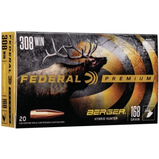 Federal Classic Hunter Berger Hybrid Rifle Ammunition .308 Win 168 gr BTHP 2800 fps 20/ct