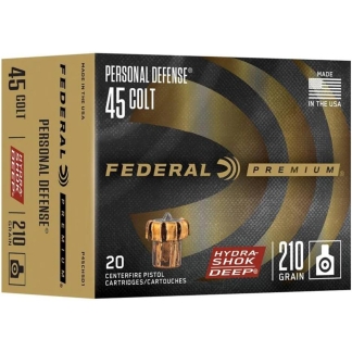 Federal Hydra-Shok Deep Handgun Ammunition .45 Colt 210 gr JHP 913 fps 20/ct
