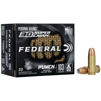 Federal Punch Handgun Ammunition .30 SC 103gr JHP 1130 fps 20/ct